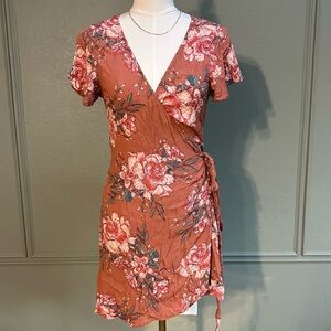 Billabong Floral Wrap Mini Dress - 100% Rayon